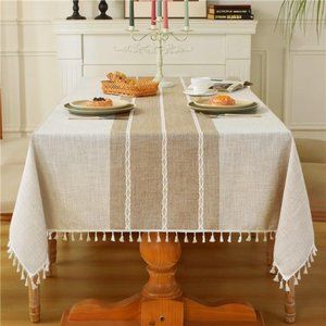 Rustic Tablecloth Cotton Linen Waterproof Tablecloth Burlap Table Cloths